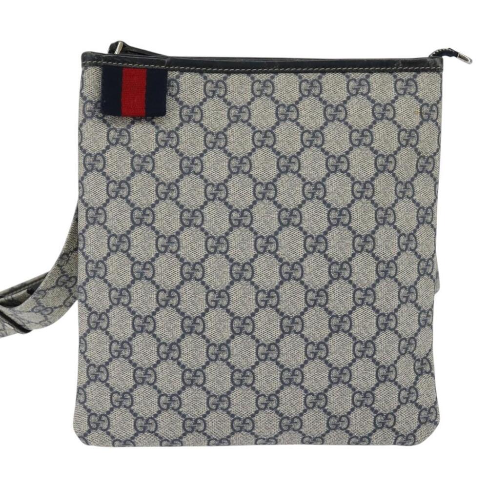 GUCCI GG Supreme Sherry Line Shoulder Bag PVC Navy Silver 246413 Auth 150735 - Picture 13 of 16